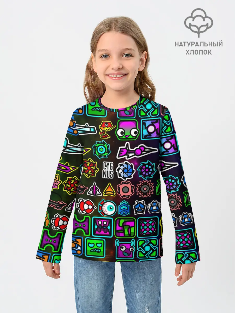 Детский лонгслив / GEOMETRY DASH ГЕРОИ