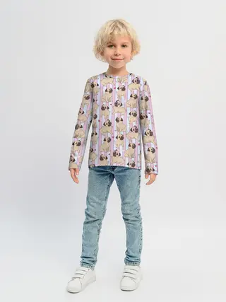 Детский лонгслив / Забавные Мопсы