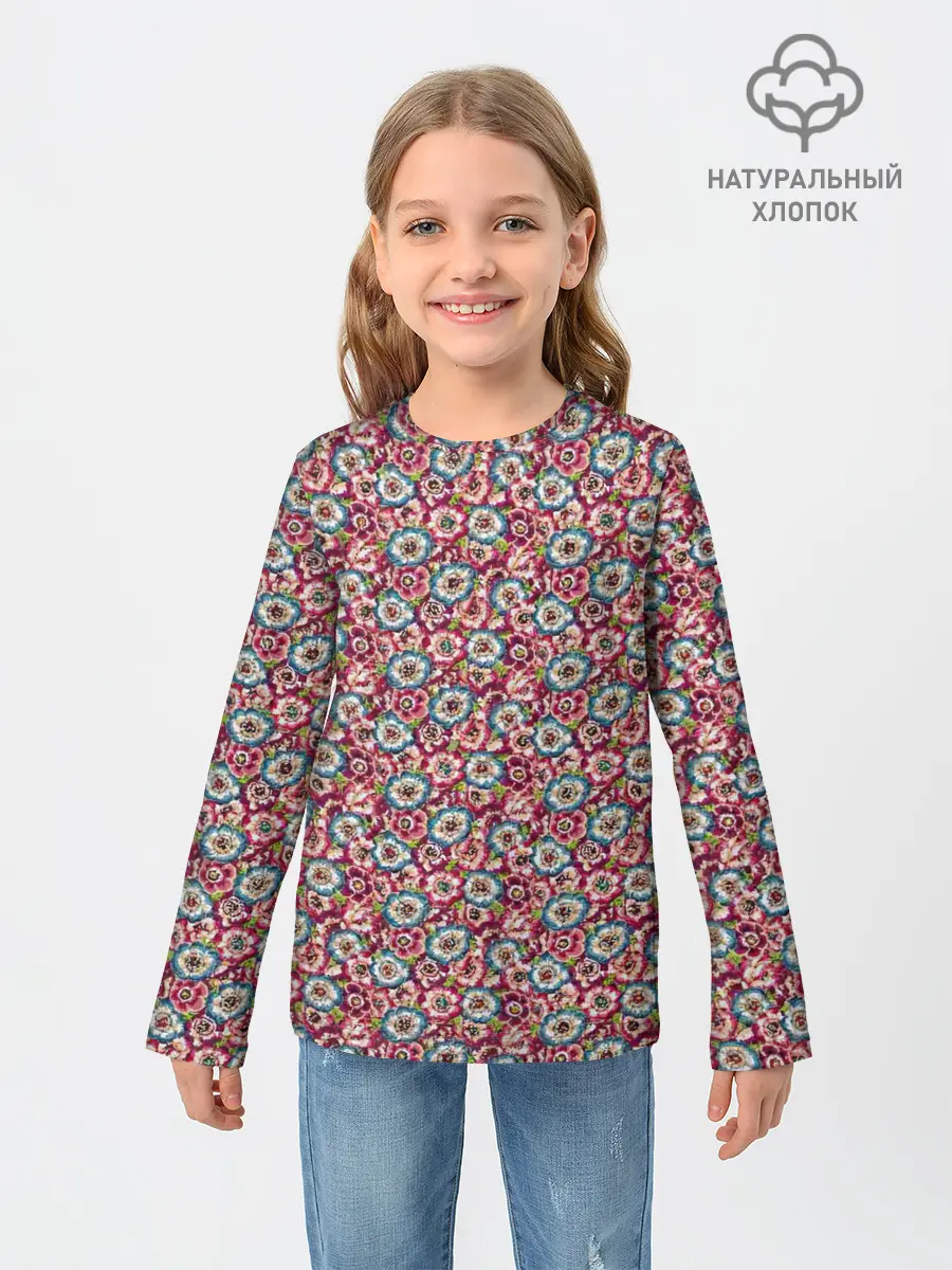 Детский лонгслив / Васильковое поле