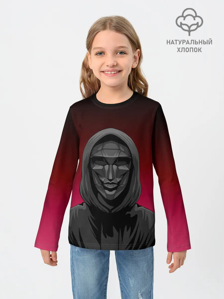 Детский лонгслив / Распорядитель игры на черно розовом фоне