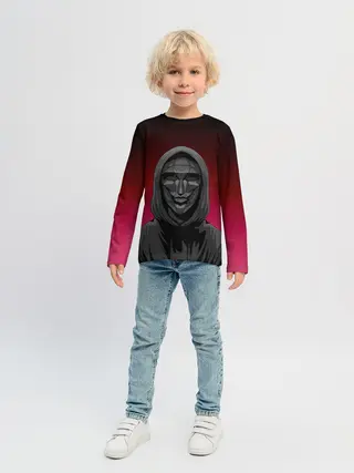 Детский лонгслив / Распорядитель игры на черно розовом фоне