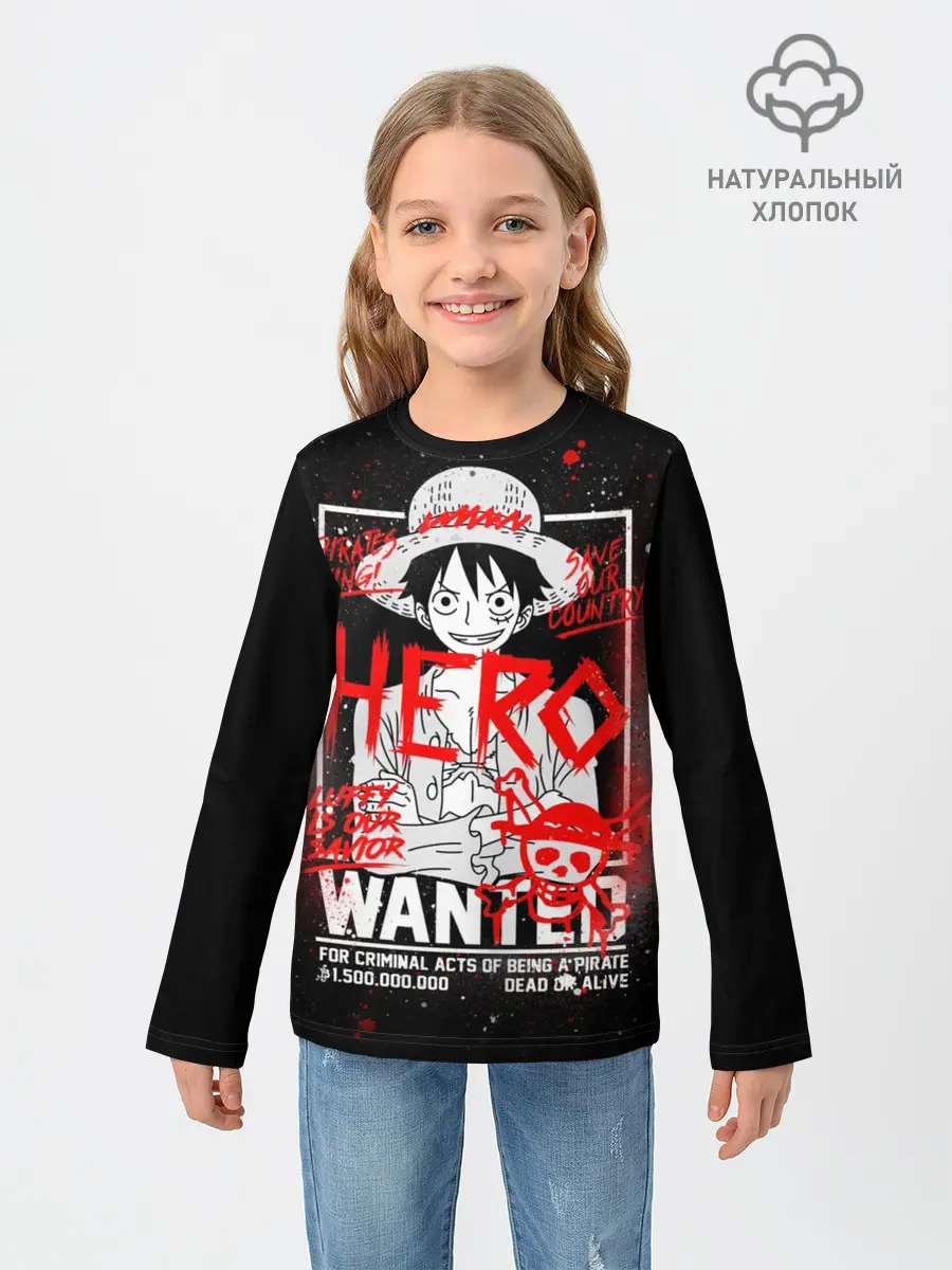 Детский лонгслив / One Piece: Разыскивается Манки Д Лаффи