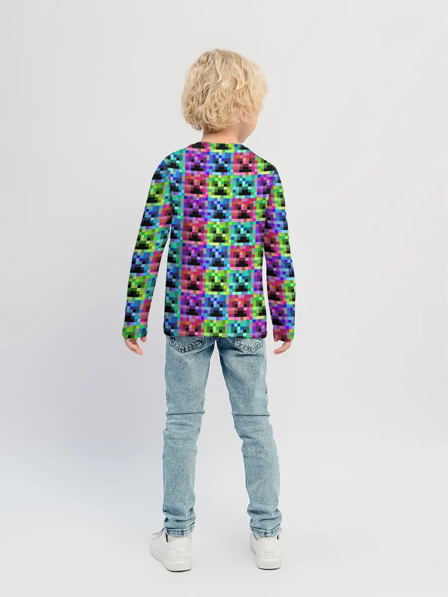 Детский лонгслив / МАЙНКРАФТ / MINECRAFT ЦВЕТНЫЕ КРИПЕРЫ