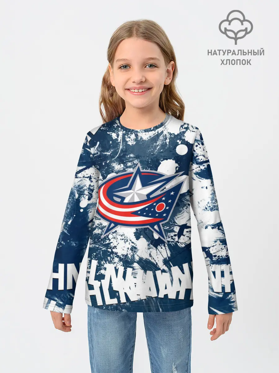 Детский лонгслив / Коламбус Блю Джекетс, Columbus Blue Jackets