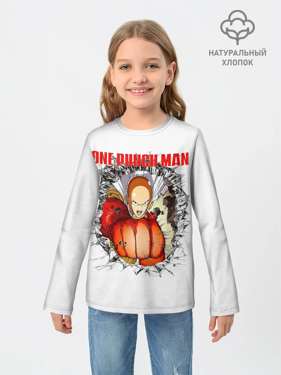 Детский лонгслив / Удар сквозь стену One Punch-Man