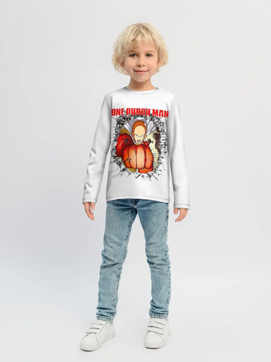 Детский лонгслив / Удар сквозь стену One Punch-Man