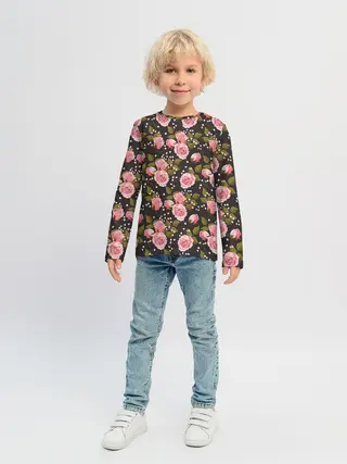 Детский лонгслив / Яркие розовые розы