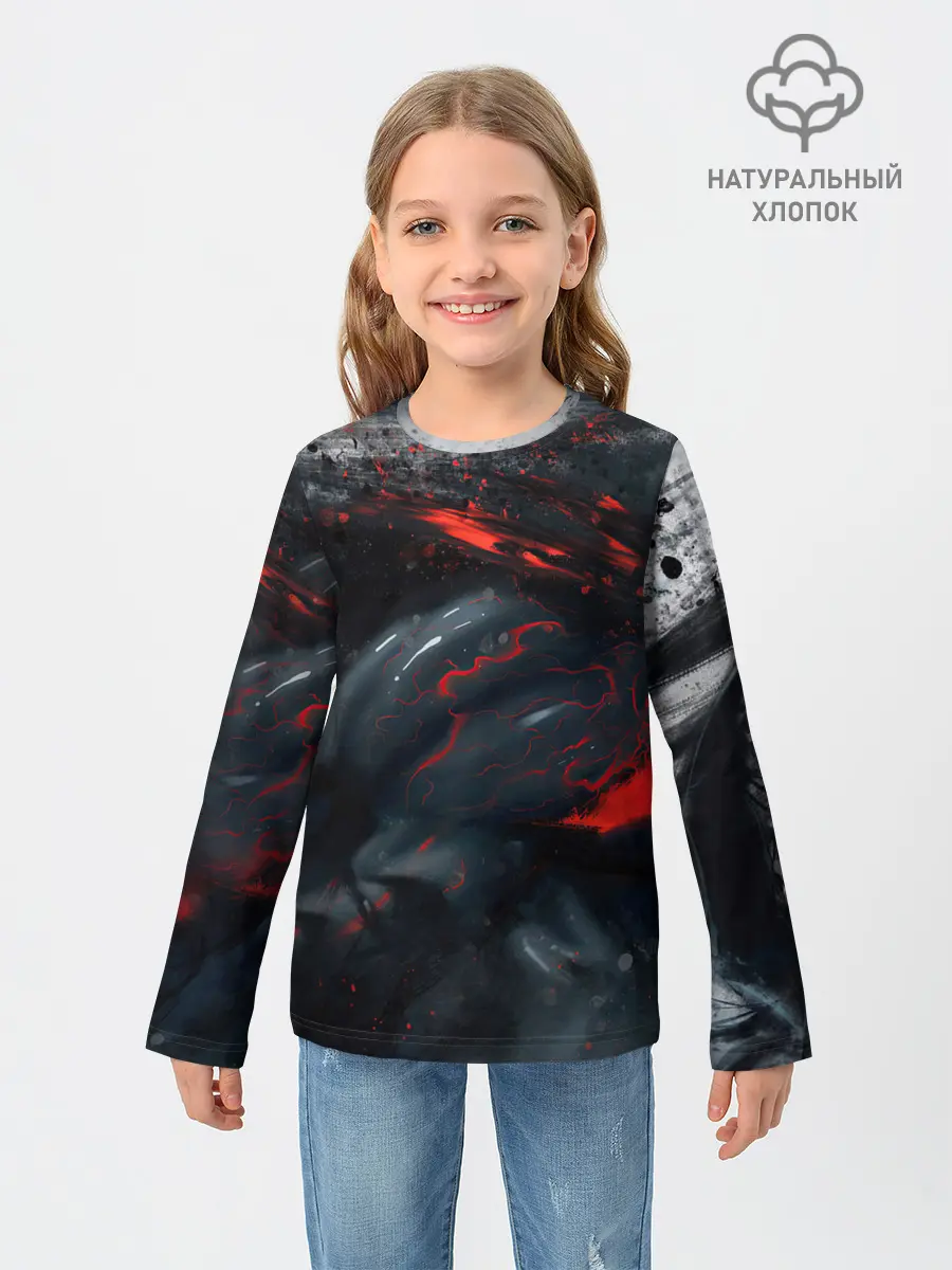 Детский лонгслив / ЧЁРНЫЙ СИМБИОТ / ГРАНЖ / BLACK MONSTER