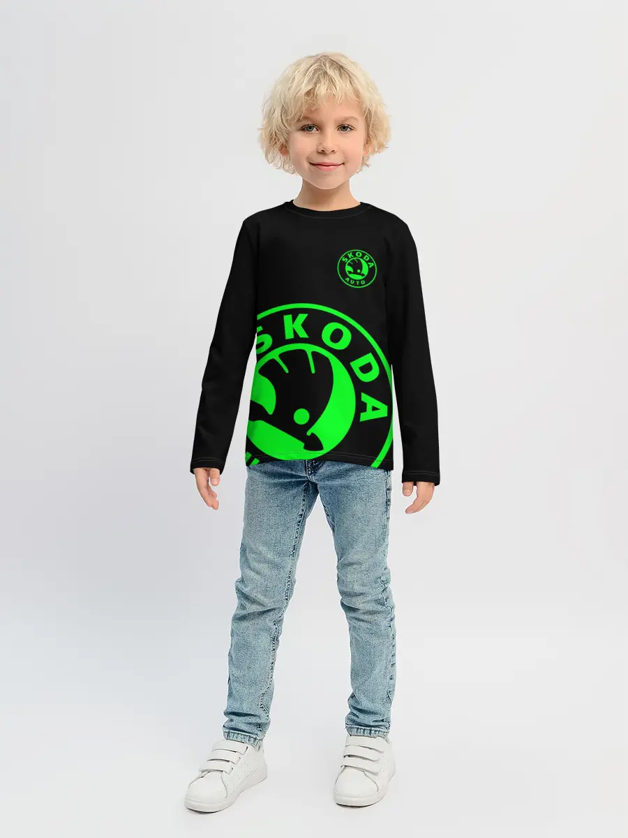 Детский лонгслив / SKODA GREEN LOGO BLACK STYLE
