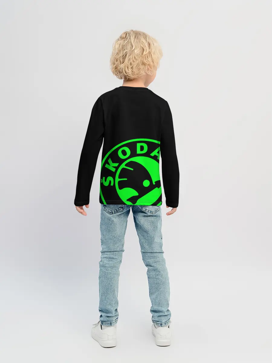 Детский лонгслив / SKODA GREEN LOGO BLACK STYLE