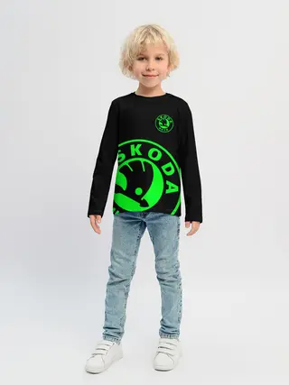 Детский лонгслив / SKODA GREEN LOGO BLACK STYLE