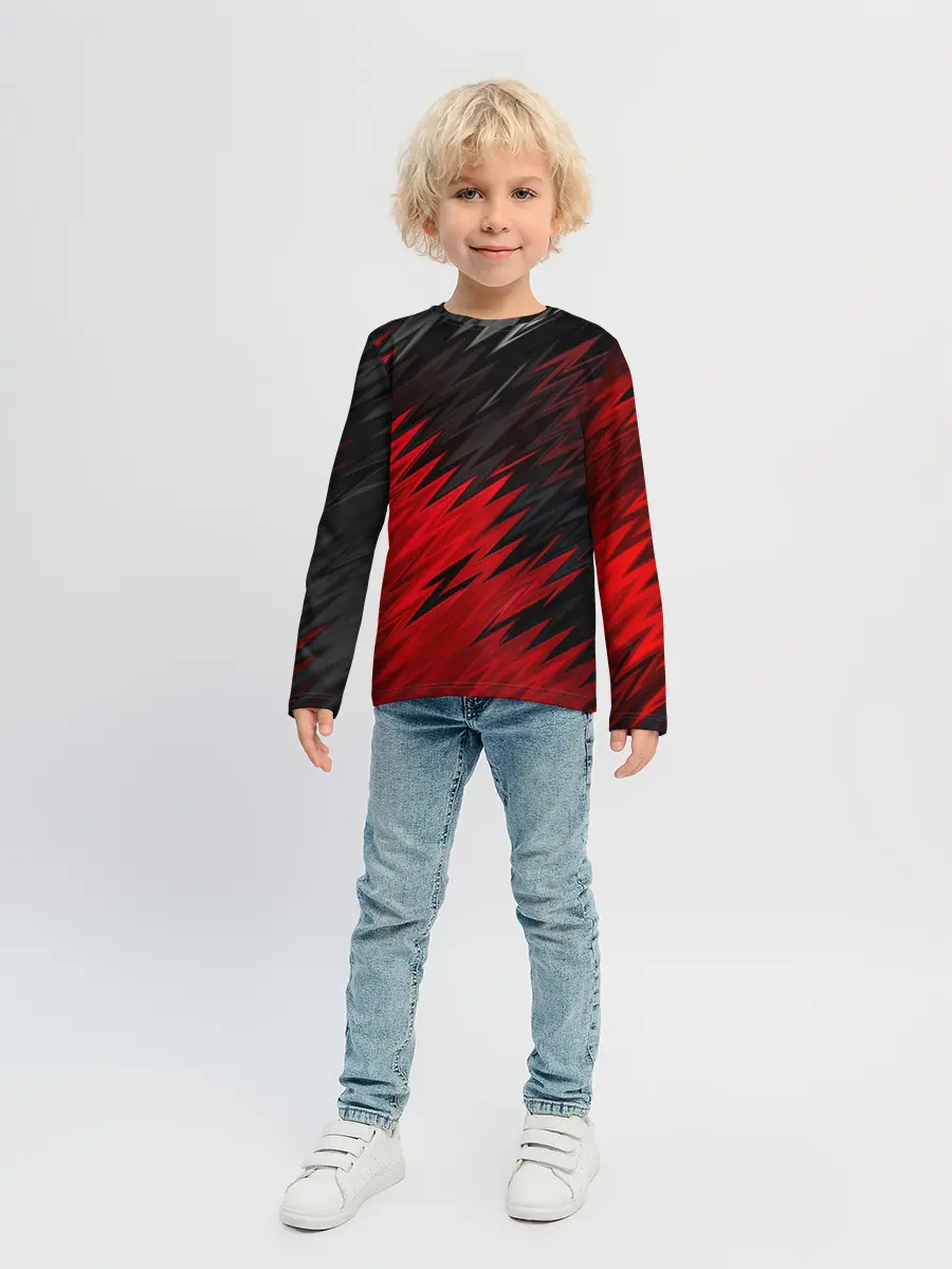 Детский лонгслив / ЧЁРНО КРАСНЫЕ КРАСКИ | RED BLACK STRIPES
