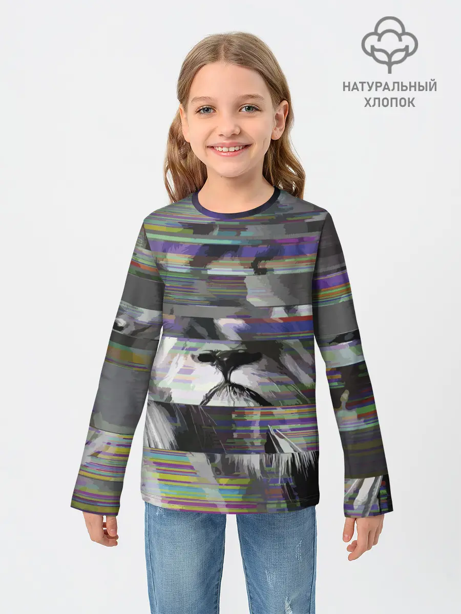 Детский лонгслив / Glitch lion 2020