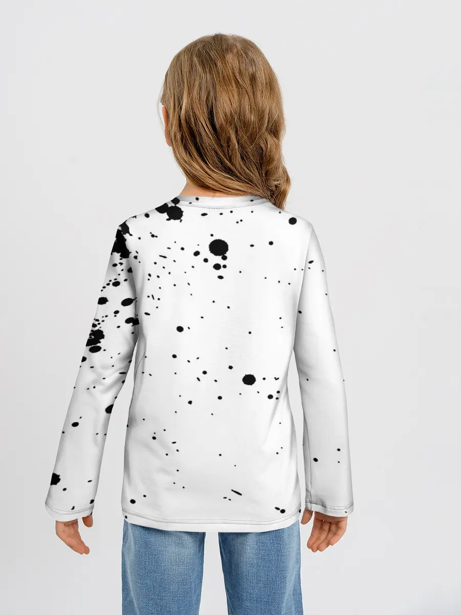 Детский лонгслив / One Punch-Man черные брызги Сайтама