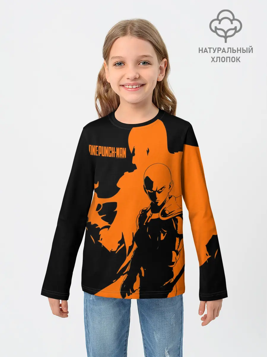 Детский лонгслив / Сайтама образ в силуэте One Punch-Man