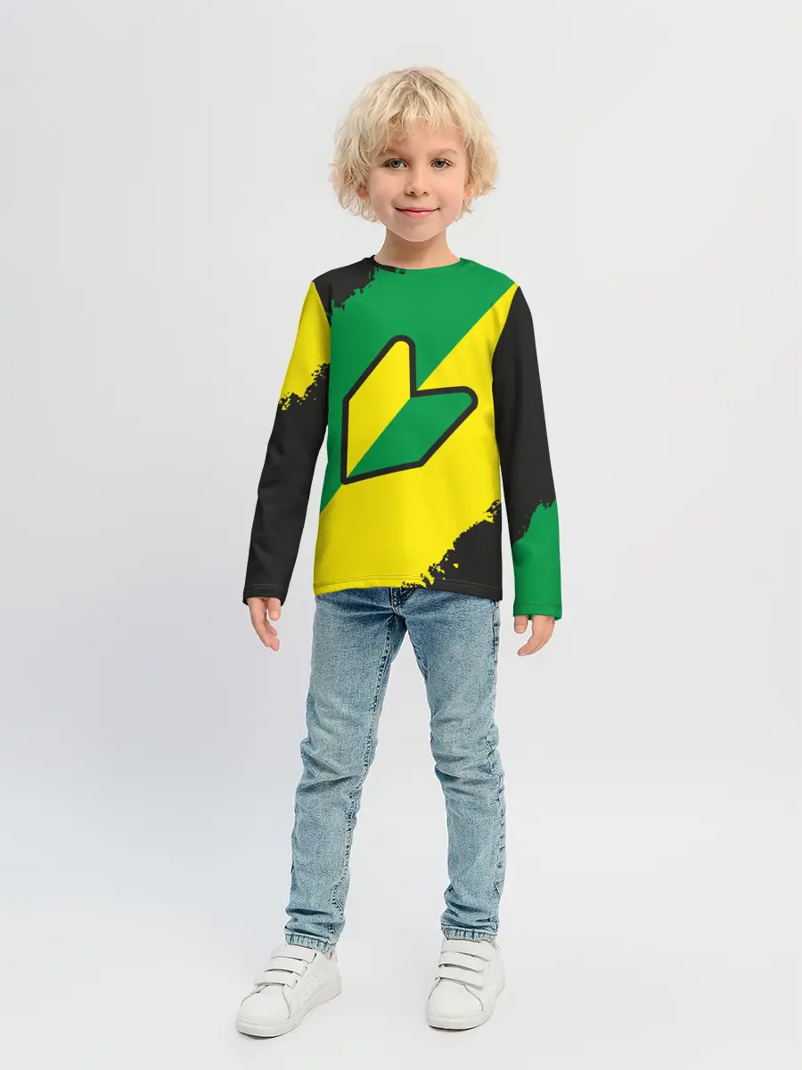Детский лонгслив / JDM GREEN YELLOW LOGO
