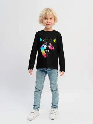 Детский лонгслив / Неоновый свирепый волк