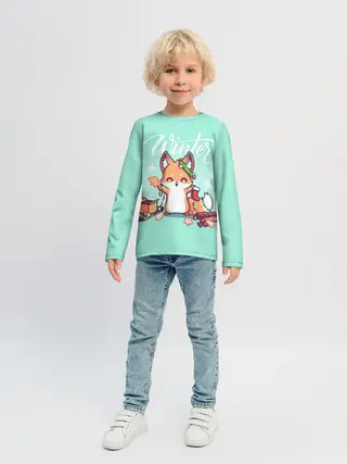 Детский лонгслив / Зима. Новогодний лисенок