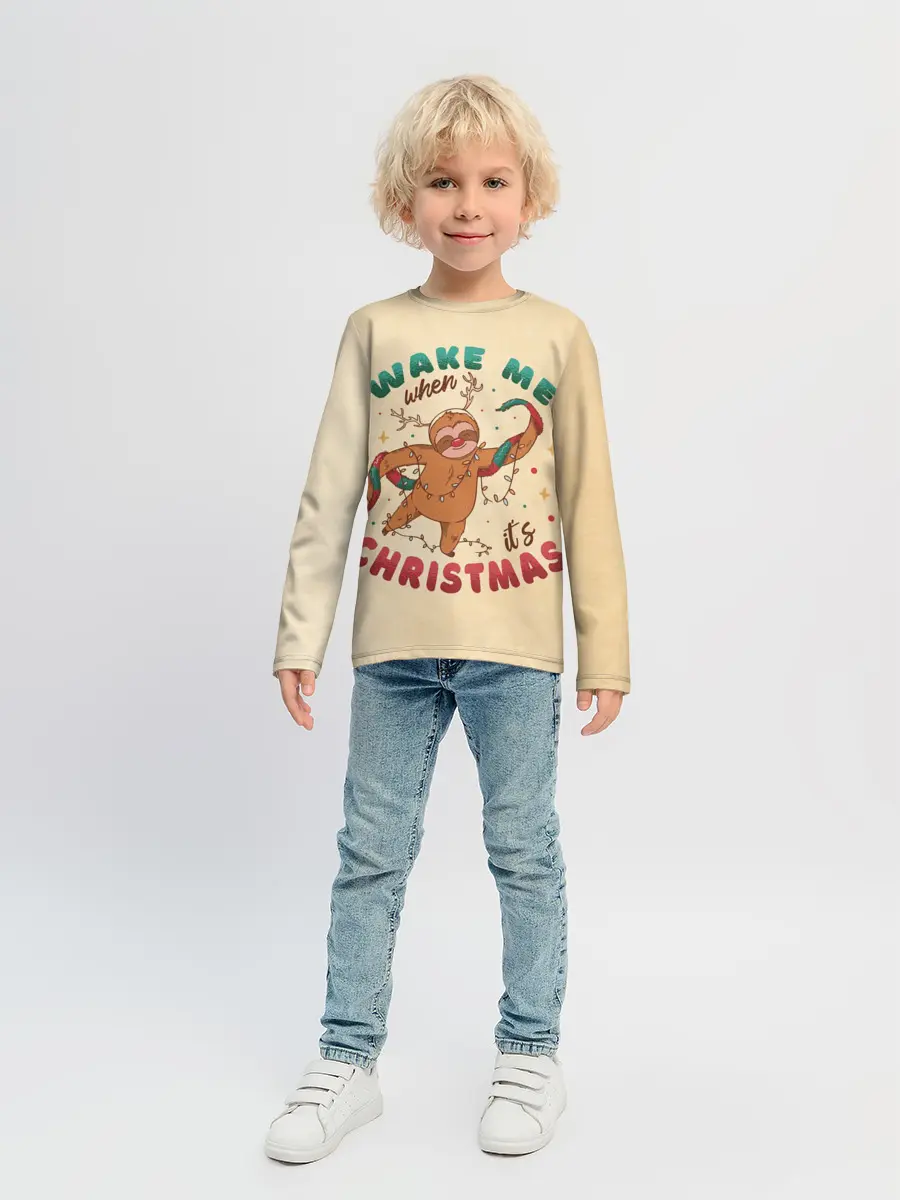 Детский лонгслив / Новогодний ленивец