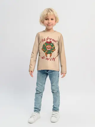 Детский лонгслив / Ленивец Новый год