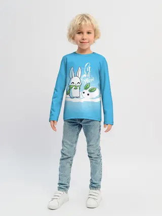 Детский лонгслив / Let it snow. Зайчик и снежок
