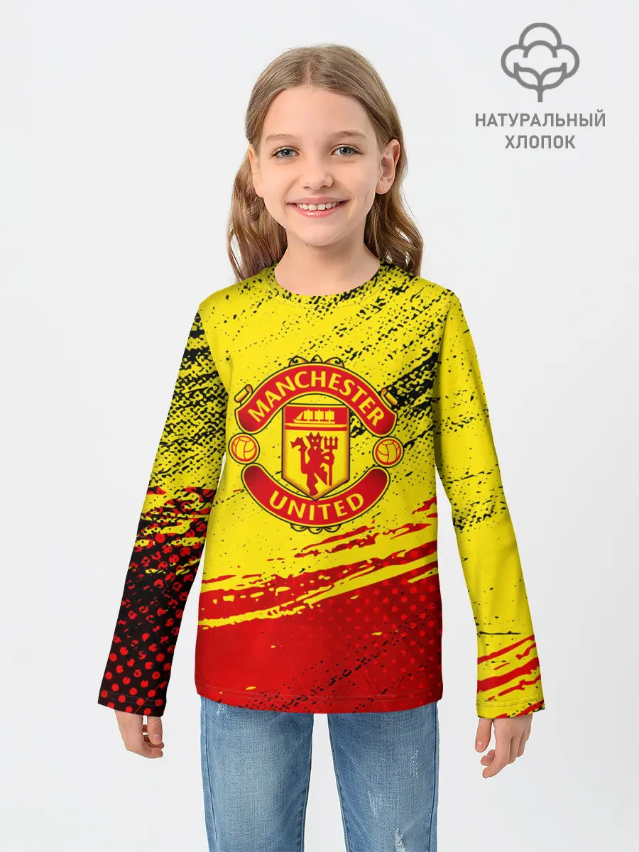Детский лонгслив / Manchester United Футбольный клуб.