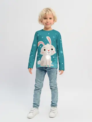 Детский лонгслив / Новогодний зайчик