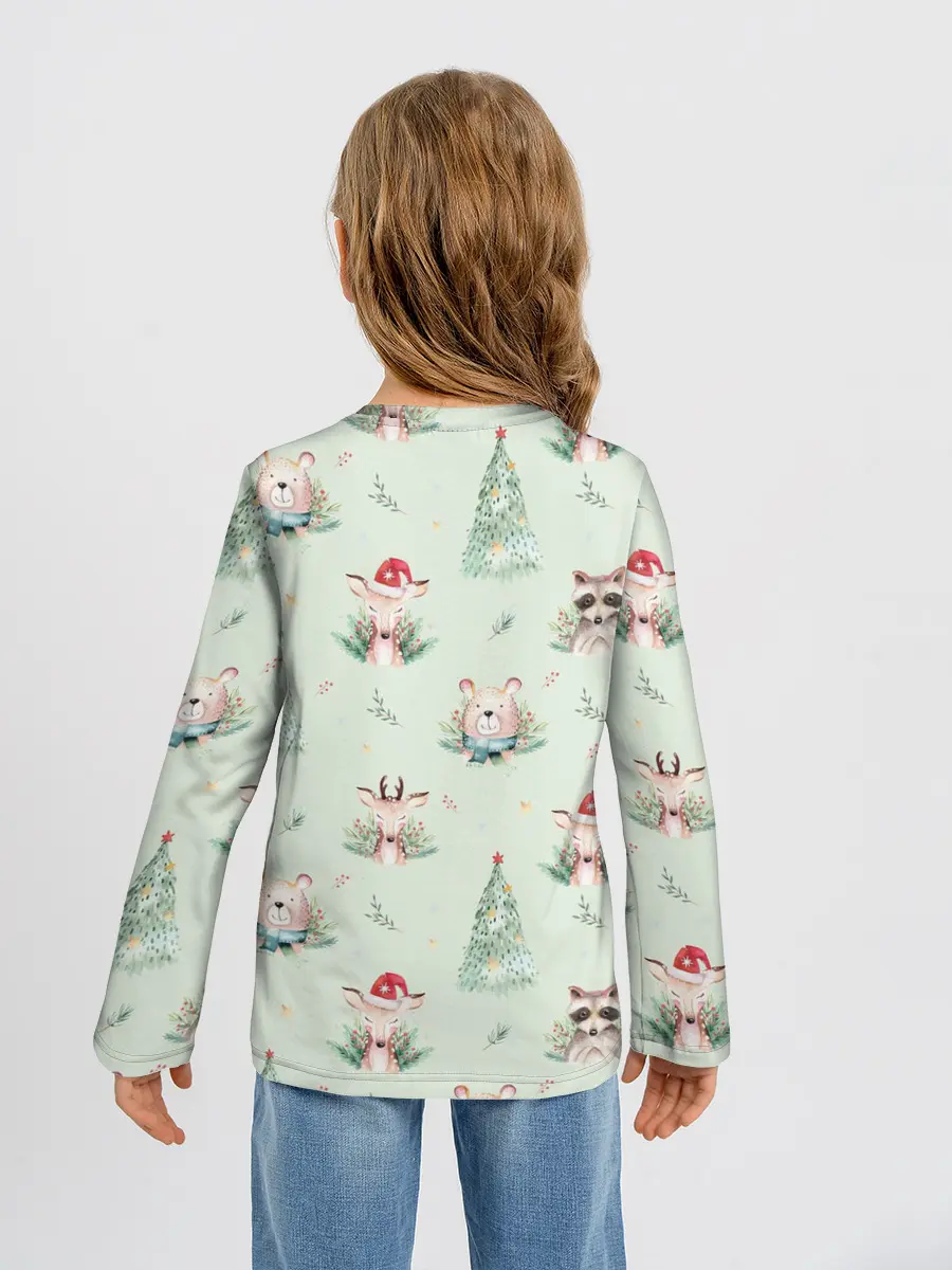 Детский лонгслив / Олени, медведи и еноты