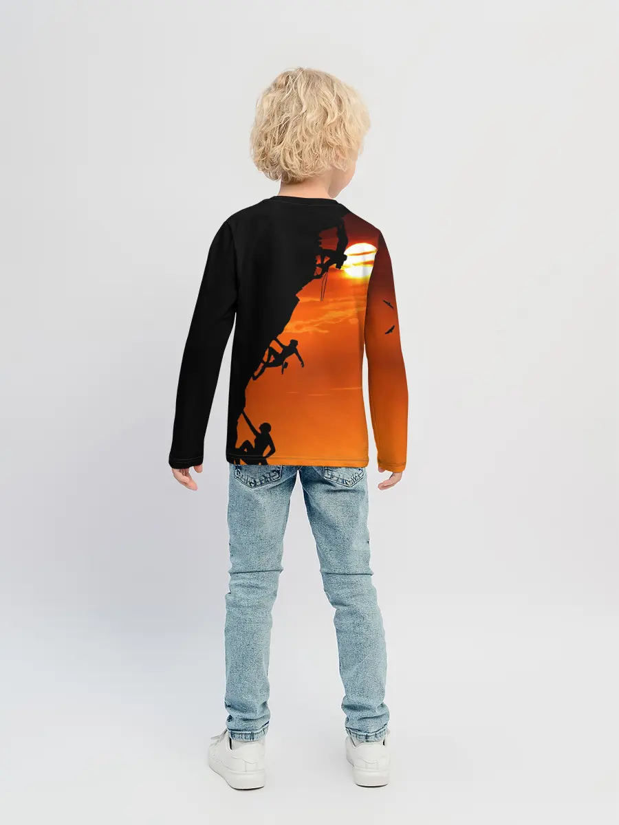 Детский лонгслив / СКАЛОЛАЗЫ В ЗАКАТЕ