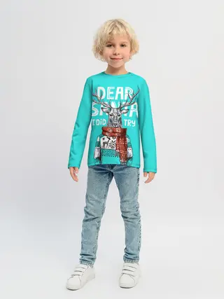 Детский лонгслив / Олень в свитере с оленями