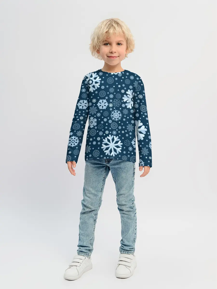 Детский лонгслив / Новогодние снежинки, новый год