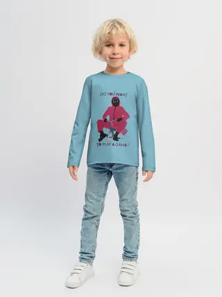 Детский лонгслив / ИГРА В КАЛЬМАРА DO YOU WANT TO PLAY A GAME?