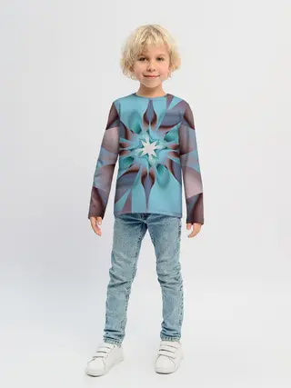 Детский лонгслив / Абстрактный цветок. Голубой.