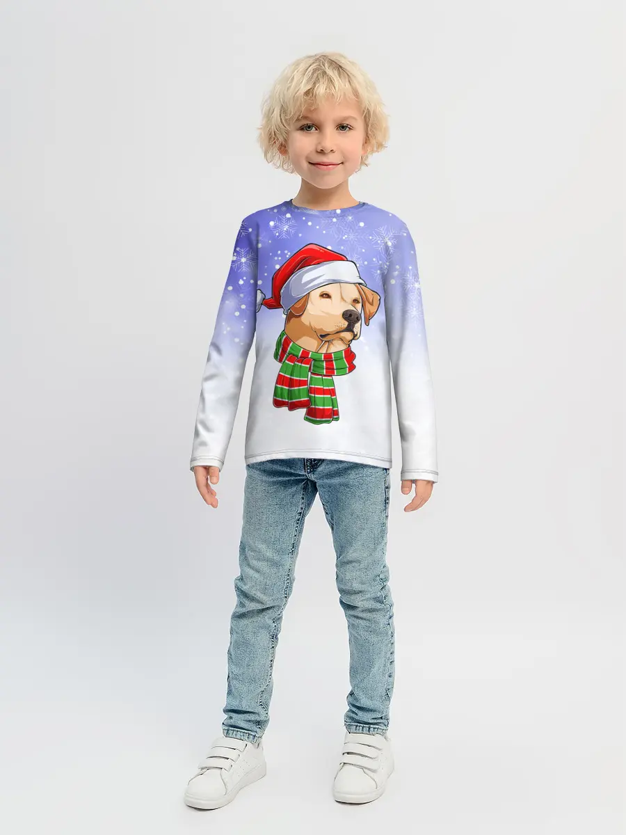 Детский лонгслив / Новогодний Лабрадор / New Years Labrador