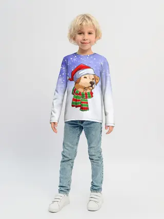 Детский лонгслив / Новогодний Лабрадор / New Years Labrador
