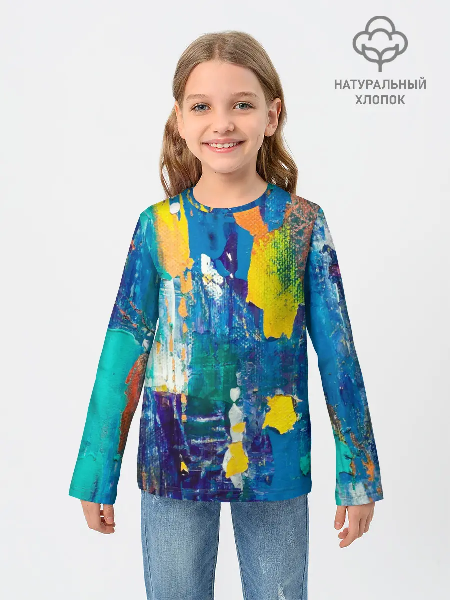 Детский лонгслив / Краской по ткани