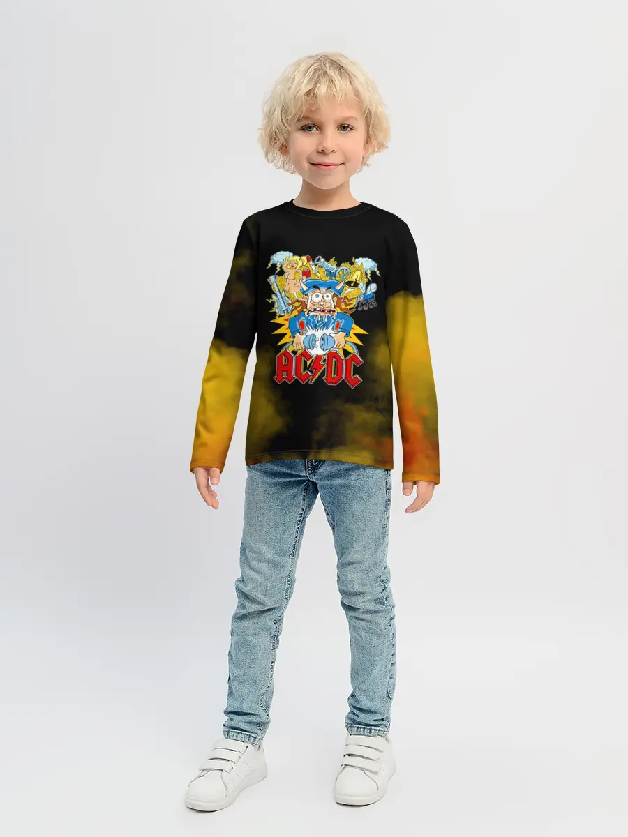 Детский лонгслив / Карикатура Ангус Янг - AC/DC