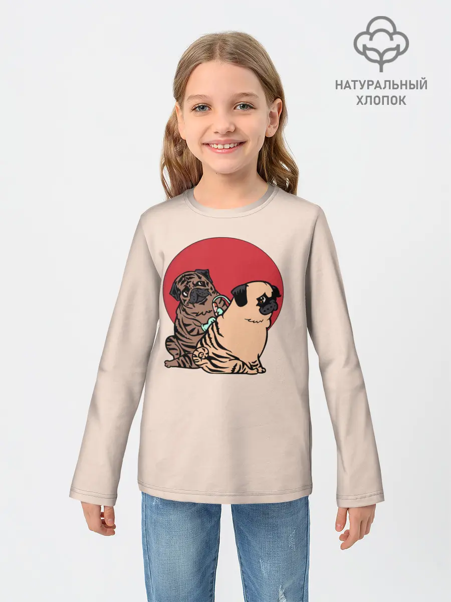 Детский лонгслив / Мопсы | Тату мастер