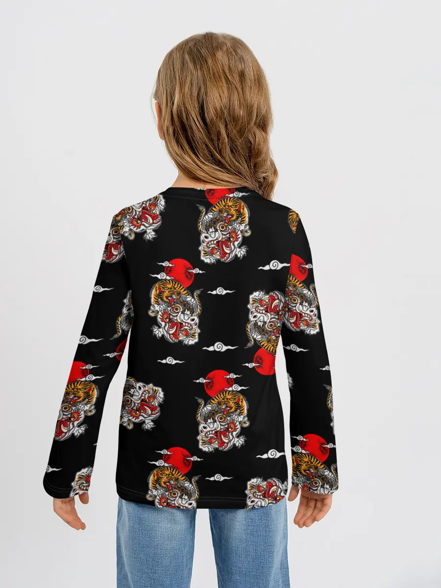 Детский лонгслив / Японский стиль - тигры