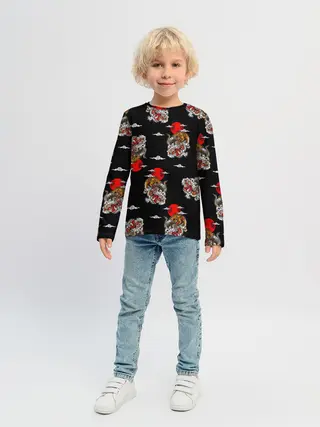 Детский лонгслив / Японский стиль - тигры