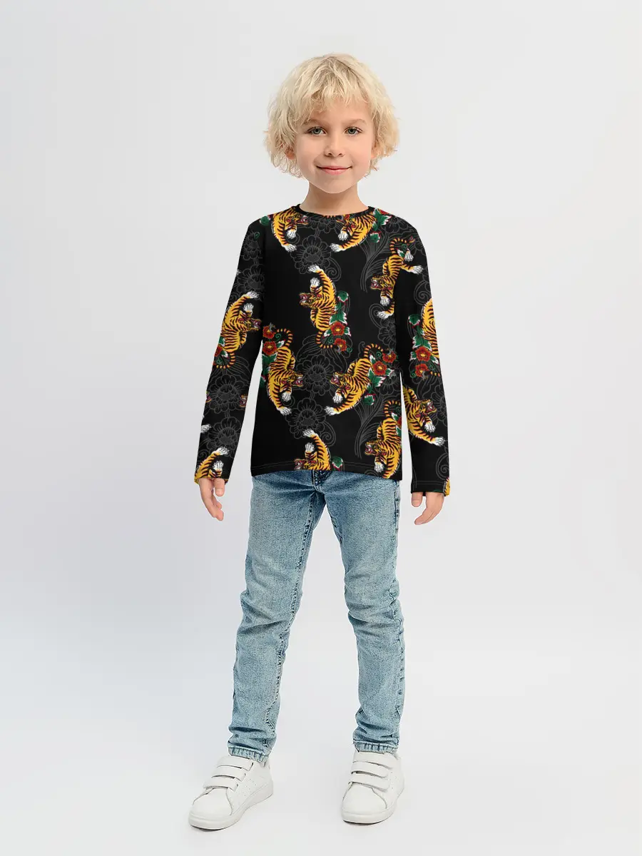 Детский лонгслив / Японский стиль - тигры