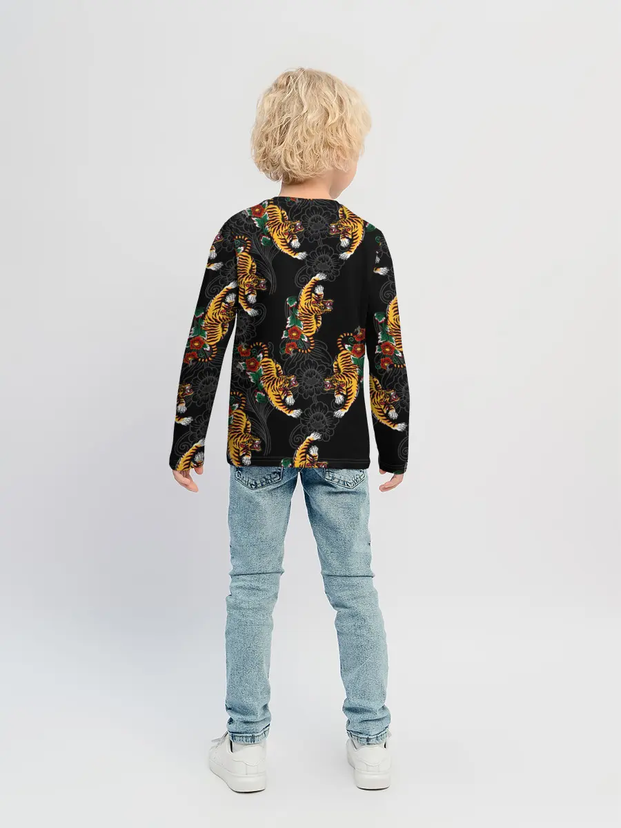 Детский лонгслив / Японский стиль - тигры