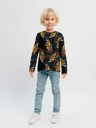 Детский лонгслив / Японский стиль - тигры