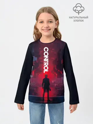 Детский лонгслив / Control лого над Героиней