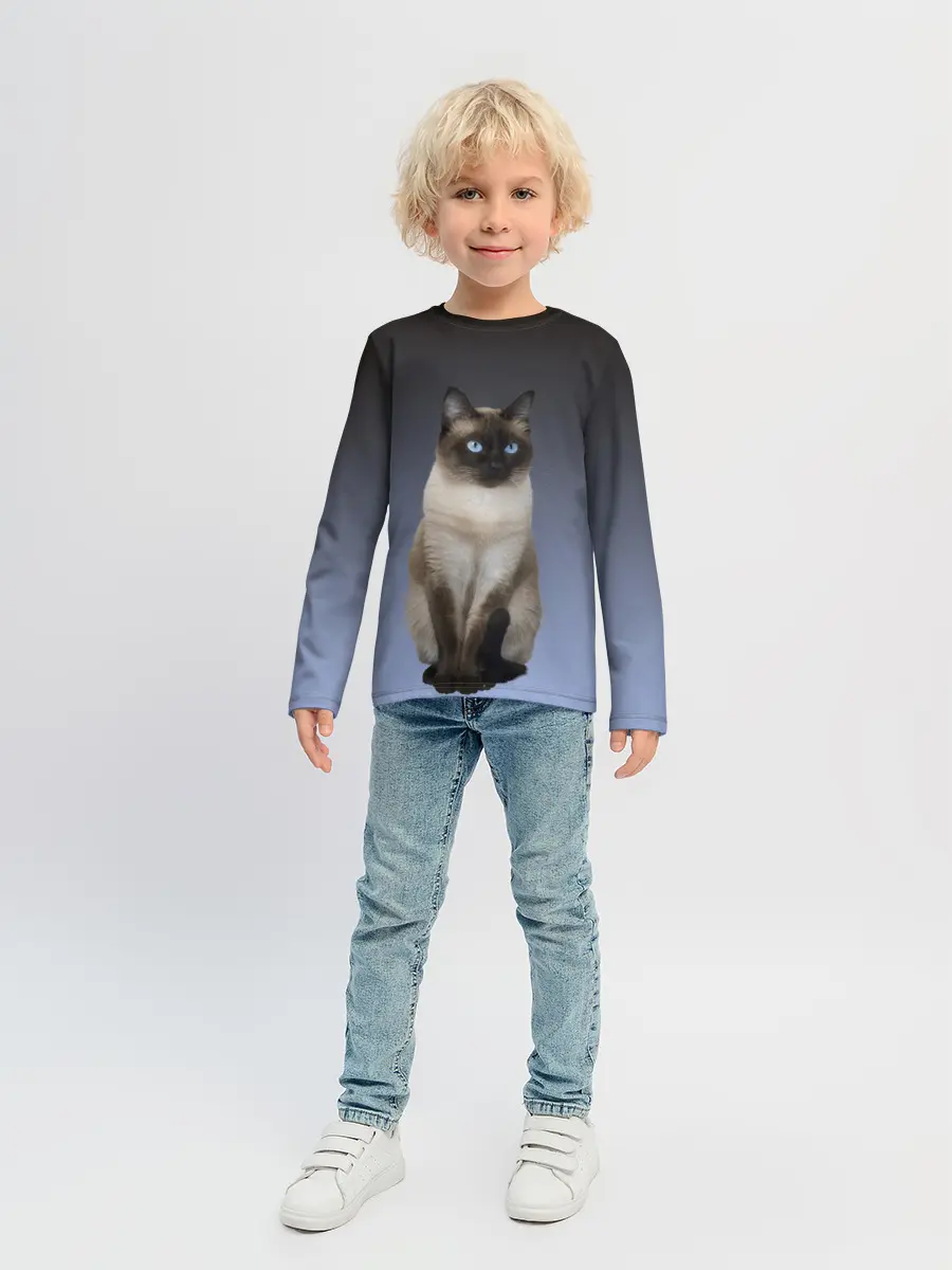 Детский лонгслив / сиамская милая кошечка