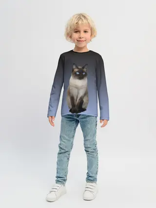 Детский лонгслив / сиамская милая кошечка
