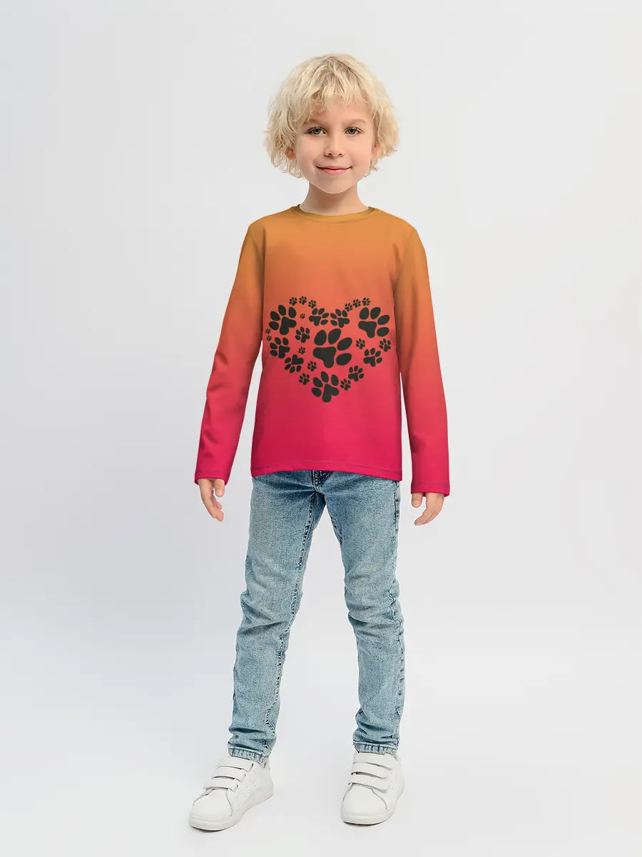 Детский лонгслив / сердечко из следов собаки