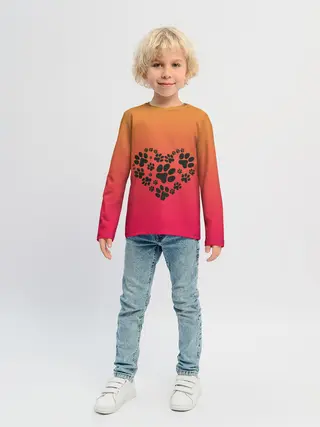 Детский лонгслив / сердечко из следов собаки