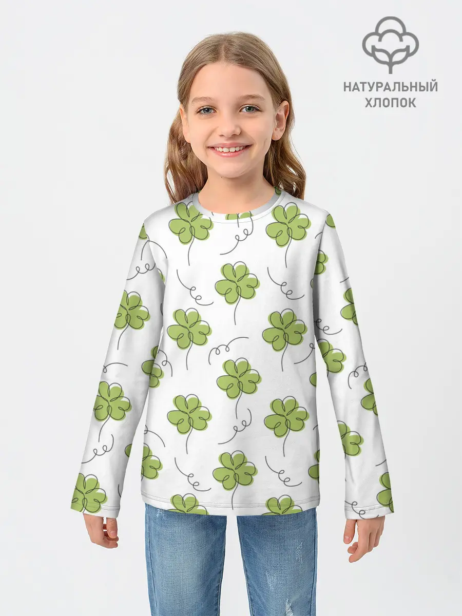 Детский лонгслив / Клевер на День святого Патрика