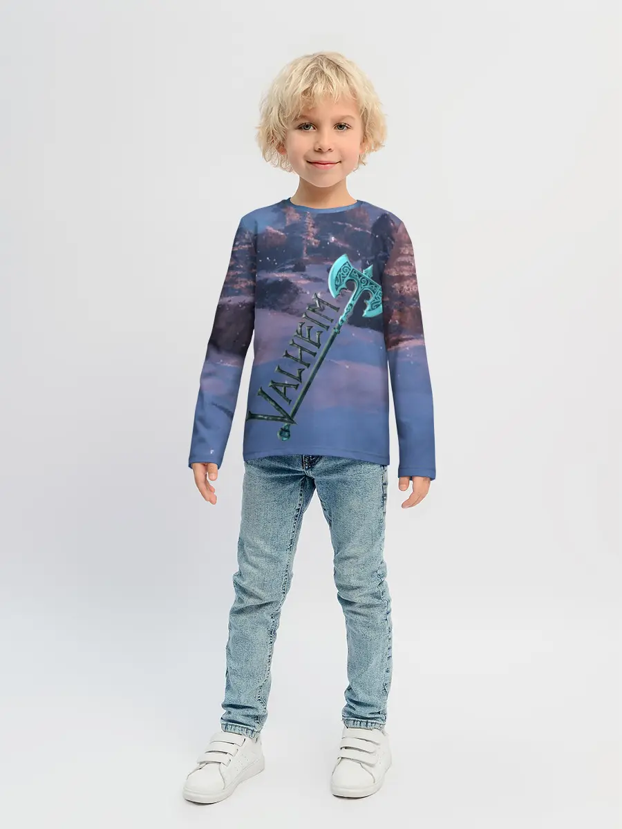 Детский лонгслив / Valheim лого с секирой